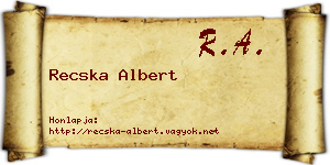Recska Albert névjegykártya