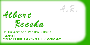 albert recska business card
